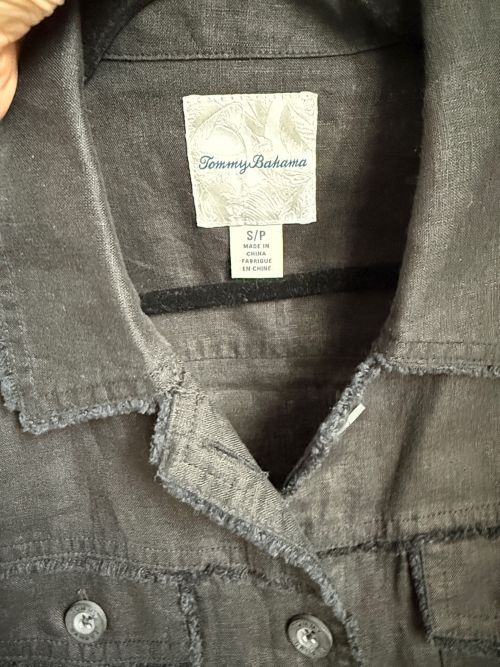 Tommy Bahama Black Raw-Edge Button-Front Linen Jacket - Picture 3 of 3